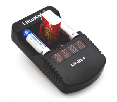 Зарядний пристрій LiitoKala Lii-NL4, Black, 4xAA/ AAA Ni-MH/ Ni-Cd, 1xКрона, струм 500mA -> AA/ AAA /  5