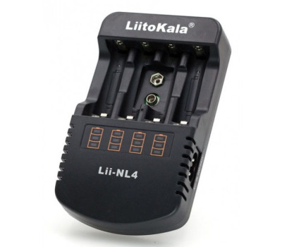 Зарядний пристрій LiitoKala Lii-NL4, Black, 4xAA/ AAA Ni-MH/ Ni-Cd, 1xКрона, струм 500mA -> AA/ AAA /  5