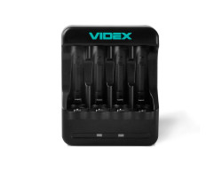 Зарядний пристрій Videx N401, Black, 4 x AA/ AAA Ni-MH/ Cd (300 mAh, 2.96V), microUSB (5V/ 1A), LED інд-foto2
