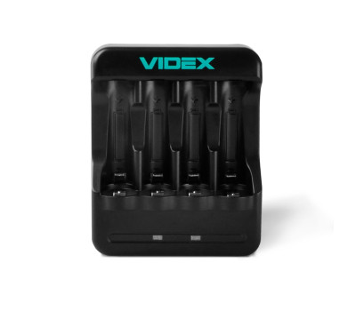 Зарядний пристрій Videx N401, Black, 4 x AA/ AAA Ni-MH/ Cd (300 mAh, 2.96V), microUSB (5V/ 1A), LED інд Зарядний пристрій Videx N401, Black, 4 x AA/ AAA Ni-MH/ Cd (300 mAh, 2.96V), microUSB (5V/ 1A), LED інд