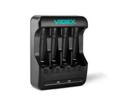 Зарядний пристрій Videx N401, Black, 4 x AA/ AAA Ni-MH/ Cd (300 mAh, 2.96V), microUSB (5V/ 1A), LED інд Зарядний пристрій Videx N401, Black, 4 x AA/ AAA Ni-MH/ Cd (300 mAh, 2.96V), microUSB (5V/ 1A), LED інд