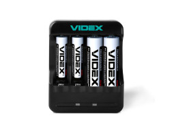 Зарядний пристрій Videx N401, Black, 4 x AA/ AAA Ni-MH/ Cd (300 mAh, 2.96V), microUSB (5V/ 1A), LED інд Зарядний пристрій Videx N401, Black, 4 x AA/ AAA Ni-MH/ Cd (300 mAh, 2.96V), microUSB (5V/ 1A), LED інд