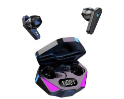 Наушники TWS X15 wireless, Bluetooth, Black, зарядный кейс с подсветкой, кабель Type-C