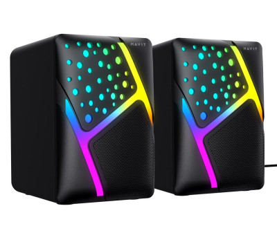 Колонки 2.0 Havit SK763, Black, 3.5 мм / USB, 2x3 Вт, RGB підсвічування, (HV-SK763) Колонки 2.0 Havit SK763, Black, 3.5 мм / USB, 2x3 Вт, RGB підсвічування, (HV-SK763)