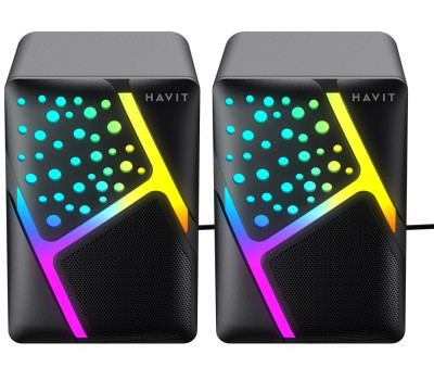 Колонки 2.0 Havit SK763, Black, 3.5 мм / USB, 2x3 Вт, RGB підсвічування, (HV-SK763) Колонки 2.0 Havit SK763, Black, 3.5 мм / USB, 2x3 Вт, RGB підсвічування, (HV-SK763)