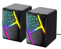 Колонки 2.0 Havit SK763, Black, 3.5 мм /  USB, 2x3 Вт, RGB підсвічування, (HV-SK763)
