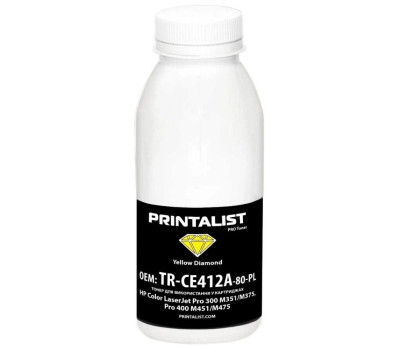 Тонер HP CLJ Pro 300/ 400 M351/ M375/ M451/ M475, Yellow, 80 г, Printalist (TR-CE412A-80-PL)