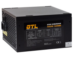 Блок живлення 500 Вт, GTL Gaming Star, Black, 80 Plus, (GTLGS500BK)