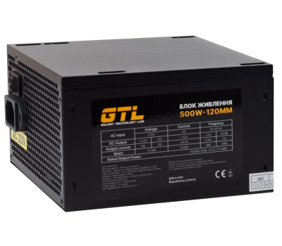 Блок живлення 500 Вт, GTL Gaming Star, Black, 80 Plus, (GTLGS500BK)
