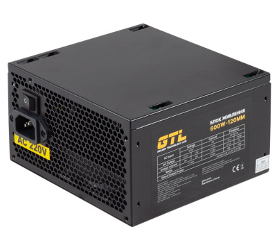 Блок живлення 600 Вт, GTL Gaming Star, Black, 80 Plus, (GTLGS600BK)