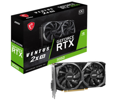 Видеокарта GeForce RTX 3050, MSI, VENTUS 2X XS OC, 8Gb GDDR6, 128-bit, (RTX 3050 VENTUS 2X XS 8G OC)