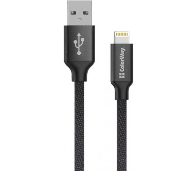 Кабель USB > Lightning, ColorWay CW-CBUL007-BK Black, 2 м, 2.4A Кабель USB > Lightning, ColorWay CW-CBUL007-BK Black, 2 м, 2.4A