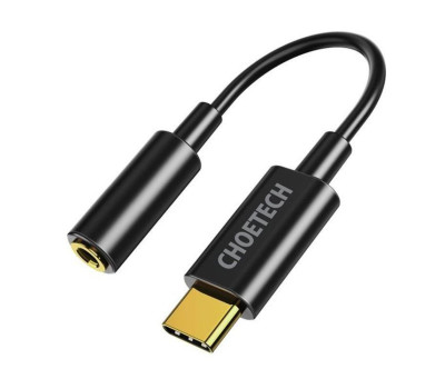 Переходник аудио USB Type-C > 3.5mm(мама) 0.1m, Choetech AUX003-BK Black Переходник аудио USB Type-C > 3.5mm(мама) 0.1m, Choetech AUX003-BK Black