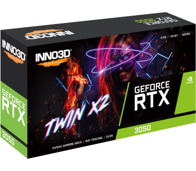 Видеокарта GeForce RTX 3050, Inno3D, TWIN X2, 8Gb GDDR6, 128-bit, (N30502-08D6-1711VA41) Видеокарта GeForce RTX 3050, Inno3D, TWIN X2, 8Gb GDDR6, 128-bit, (N30502-08D6-1711VA41)