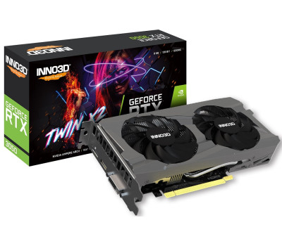Видеокарта GeForce RTX 3050, Inno3D, TWIN X2, 8Gb GDDR6, 128-bit, (N30502-08D6-1711VA41) Видеокарта GeForce RTX 3050, Inno3D, TWIN X2, 8Gb GDDR6, 128-bit, (N30502-08D6-1711VA41)