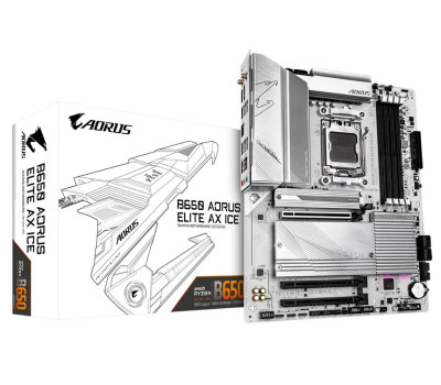 Материнська плата AM5 Gigabyte B650 AORUS ELITE AX ICE, B650, 4xDDR5, Int.Video (CPU), 4xSATA3, 3xM.