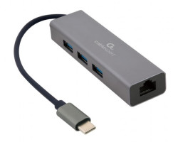 Мережевий адаптер USB Cablexpert A-CMU3-LAN-01, с USB-С на Gigabit Ethernet, 3 Ports USB 3.1 Gen1 (5