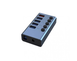 Концентратор USB 3.0 Dynamode, Black, 4xUSB 3.0 передача + 1 USB заряд, блок живлення (DM-UH-P405-G)