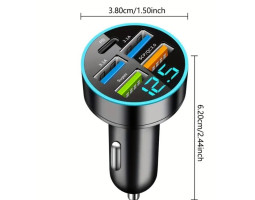 Автомобильное зарядное устройство J06 Black, 4xUSB, 1xUSB Type-C Автомобильное зарядное устройство J06 Black, 4xUSB, 1xUSB Type-C