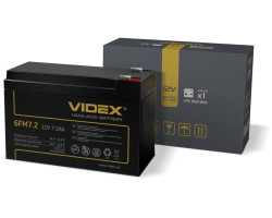 Батарея для ДБЖ 12В 7.2Ач Videx 6FM7.2, Black, 12V, 150x65x95 мм