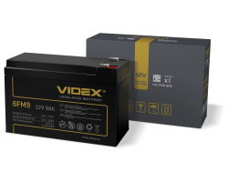 Батарея для ДБЖ 12В 9Ач Videx 6FM9, Black, 12V, 150x65x95 мм
