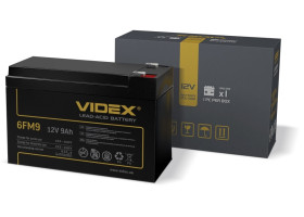 Батарея для ДБЖ 12В 9Ач Videx 6FM9, Black, 12V, 150x65x95 мм