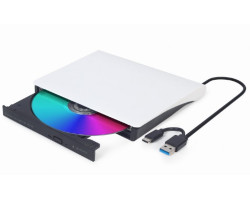 Зовнішній оптичний привід Gembird, White, DVD+/ -RW, USB 3.1 /  Type-C (DVD-USB-03-BW)