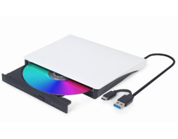 Зовнішній оптичний привід Gembird, White, DVD+/ -RW, USB 3.1 /  Type-C (DVD-USB-03-BW)