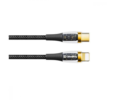 Кабель USB Type-C - Lightning 1.2 м ColorWay, Black, PD (до 27 Вт), 3A (CW-CBPDCL057-BK)