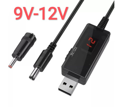 Кабель для роутера USB 2.0 > 5.5*2.5, переключатель 9V/ 12V, в комплекте переходник 3.5*1.0m, Black Кабель для роутера USB 2.0 > 5.5*2.5, переключатель 9V/ 12V, в комплекте переходник 3.5*1.0m, Black