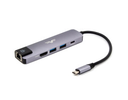 Концентратор USB Type-C Frime FH-5in1.311HL Space Grey, Type-C -> USB3.0, USB2.0, PD, HDMI, RJ45(Gig Концентратор USB Type-C Frime FH-5in1.311HL Space Grey, Type-C -> USB3.0, USB2.0, PD, HDMI, RJ45(Gig