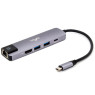 Концентратор USB Type-C Frime FH-5in1.311HL Space Grey, Type-C -> USB3.0, USB2.0, PD, HDMI, RJ45(Gig