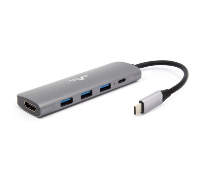 Концентратор USB Type-C Frime FH-5in1.312HP Space Grey, Type-C -> 3xUSB3.0, PD, HDMI Full HD