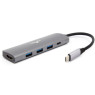 Концентратор USB Type-C Frime FH-5in1.312HP Space Grey, Type-C -> 3xUSB3.0, PD, HDMI Full HD
