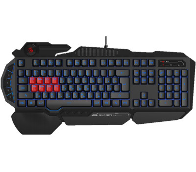 Клавіатура Bloody B318 Black, USB, ігрова, мультимедійна, захист від вологи, 8 Light strike