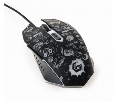 Миша Gembird MUS-6B-GRAFIX-01, оптика, Black USB, 3600 DPI, підсвічування