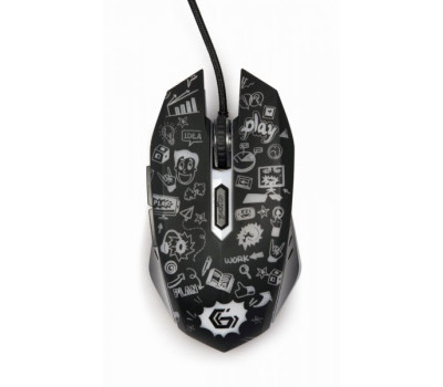 Миша Gembird MUS-6B-GRAFIX-01, оптика, Black USB, 3600 DPI, підсвічування