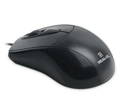 Миша REAL-EL RM-207, Black, USB, оптична, 1000 dpi, 3 кнопки, 1,2 м