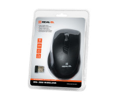 Миша REAL-EL RM-300 Wireless, Black, USB, оптична, 800/ 1200/ 1600 dpi, 4 кнопки, 1xAA-foto3