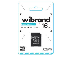Карта пам`яті microSDHC, 16Gb, Wibrand, Class10 UHS-I U1, SD адаптер (WICDHU1/ 16GB-A)-foto2
