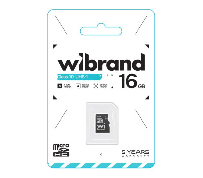 Карта пам`яті microSDHC, 16Gb, Wibrand, Class10 UHS-I U1, без адаптера (WICDHU1/ 16GB)