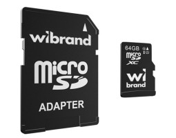 Карта пам`яті microSDXC, 64Gb, Wibrand, Class10 UHS-I U1, SD адаптер (WICDXU1/ 64GB-A)