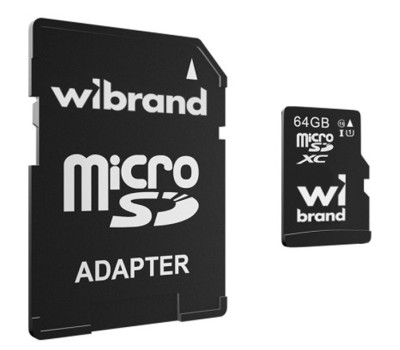 Карта пам`яті microSDXC, 64Gb, Wibrand, Class10 UHS-I U1, SD адаптер (WICDXU1/ 64GB-A) Карта пам`яті microSDXC, 64Gb, Wibrand, Class10 UHS-I U1, SD адаптер (WICDXU1/ 64GB-A)