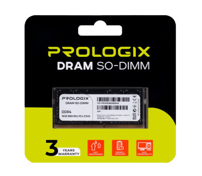 SO-DIMM DDR4 16Gb, 2666 MHz, ProLogix, 1.2V, CL19 (PRO16GB2666D4S) SO-DIMM DDR4 16Gb, 2666 MHz, ProLogix, 1.2V, CL19 (PRO16GB2666D4S)