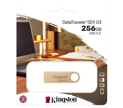 Флеш накопичувач USB 256Gb Kingston DataTraveler SE9 G3, Gold, USB 3.2 Gen 1, до 220/ 100 МБ/ с (DTSE9