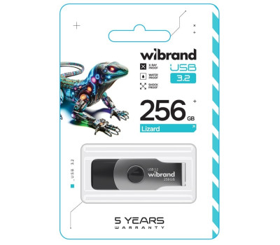 Флеш накопичувач USB 256Gb Wibrand Lizard, Grey, USB 3.2 Gen 1 (WI3.2/ LI256P9B)