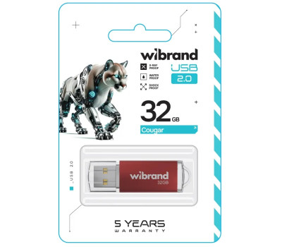 Флеш накопичувач USB 32Gb Wibrand Cougar, Red, USB 2.0 (WI2.0/ CU32P1R) Флеш накопичувач USB 32Gb Wibrand Cougar, Red, USB 2.0 (WI2.0/ CU32P1R)