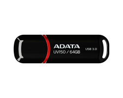 Флеш накопичувач USB 64Gb ADATA UV150, Black, USB 3.2 Gen 1, до 100 МБ/ с (AUV150-64G-RBK)
