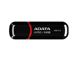 Флеш накопичувач USB 64Gb ADATA UV150, Black, USB 3.2 Gen 1, до 100 МБ/ с (AUV150-64G-RBK)
