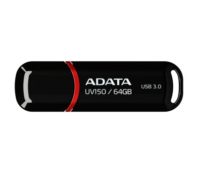 Флеш накопичувач USB 64Gb ADATA UV150, Black, USB 3.2 Gen 1, до 100 МБ/ с (AUV150-64G-RBK)
